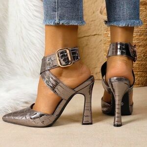 Women's Pointed Toe Stiletto Heel Backless Fashion Sexy High Heel Pumps